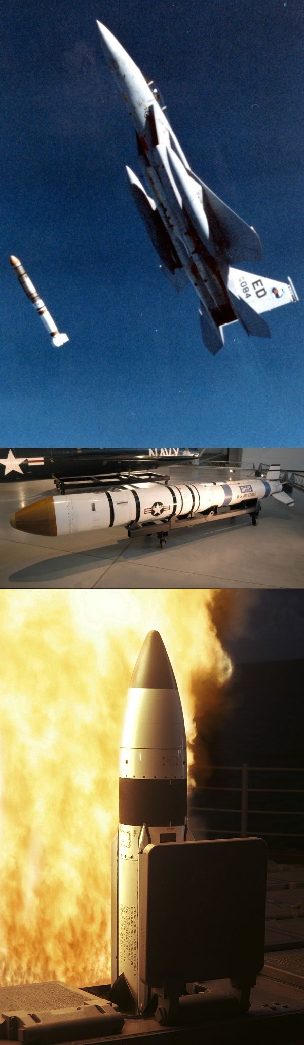 Противоспутниковое оружие — в прошлом (вверху) и в настоящем (внизу, 2005 год) — громоздко и не может быть скрытно применено против развитой страны. 