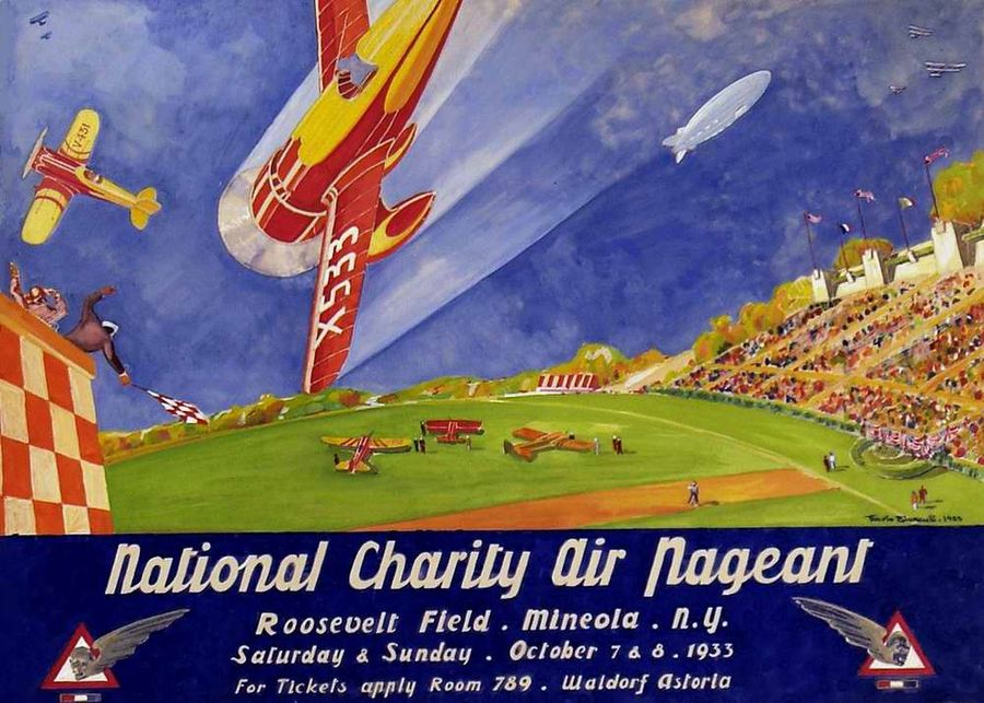 Авиационные плакаты США 20-х - 30-х годов | Национальное авиа шоу в благотворительных целях в Нью-Йорке 7 и 8 октября 1933 года