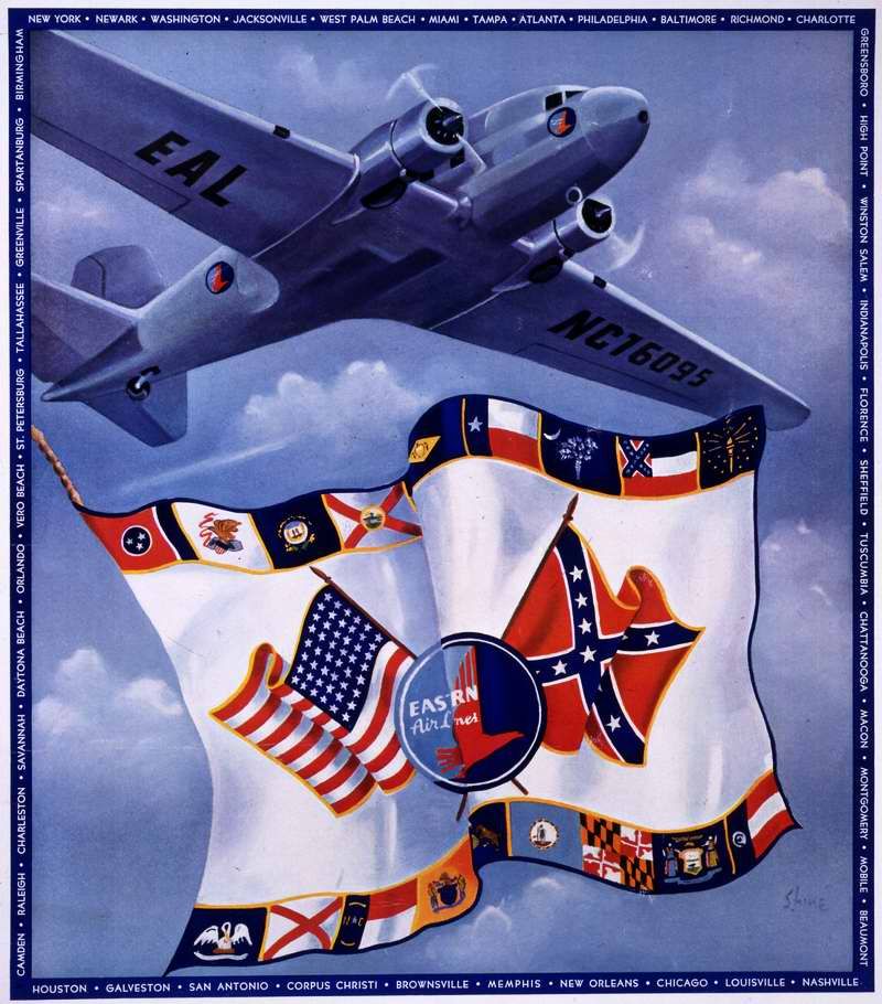 Авиационные плакаты США 20-х - 30-х годов | Авиакомпания Eastern Air Lines (1938 год)