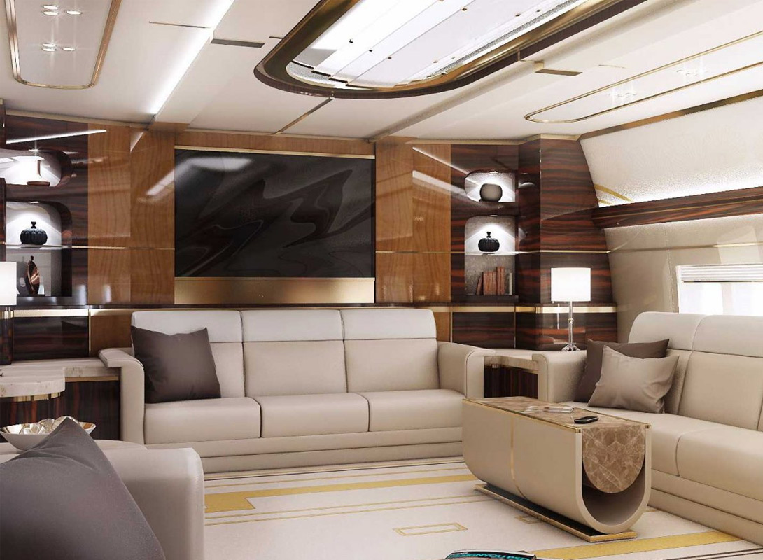 Boeing 747 VIP: летающий дворец | Как вы можете и сами догадаться, вся отделка этого летающего дворца выполнена из исключительно эксклюзивных материалов. Работали над интерьером лучшие дизайнеры.