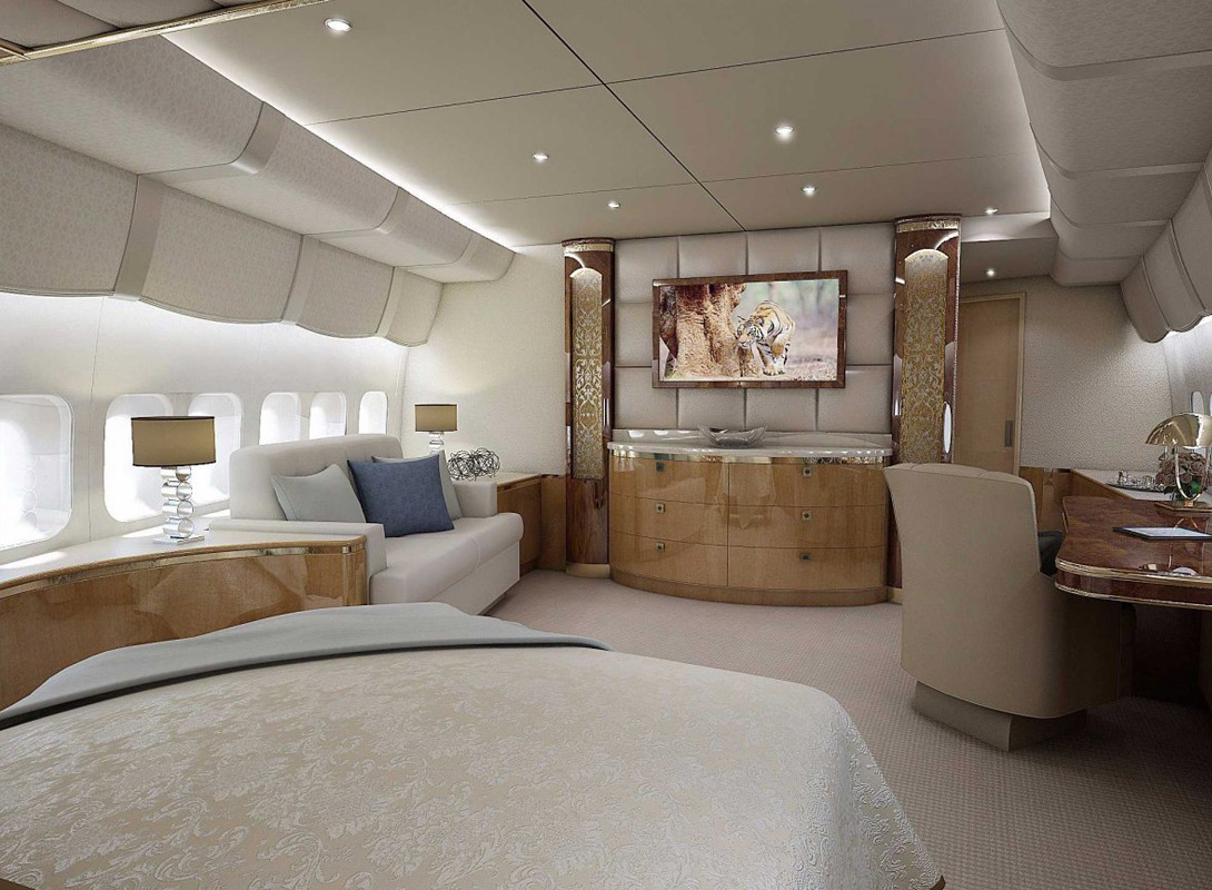 Boeing 747 VIP: летающий дворец | Что? Дизайн в предыдущих двух вам не очень-то по вкусу? Ок, вот вам другая комната отдыха.